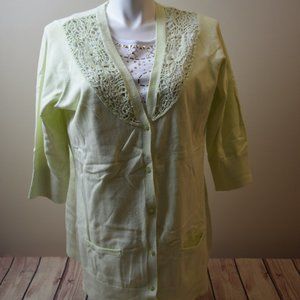 Riotto Green 1X Cardigan Sweater Crochet Style